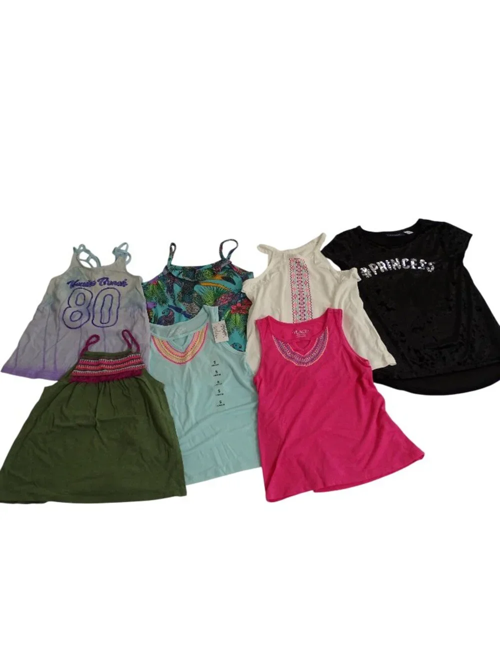 Lot of 7 The Childrens Place Girls Size S 5 6 Tank Tops T-Shirt Casual Summer - Picture 1 of 9